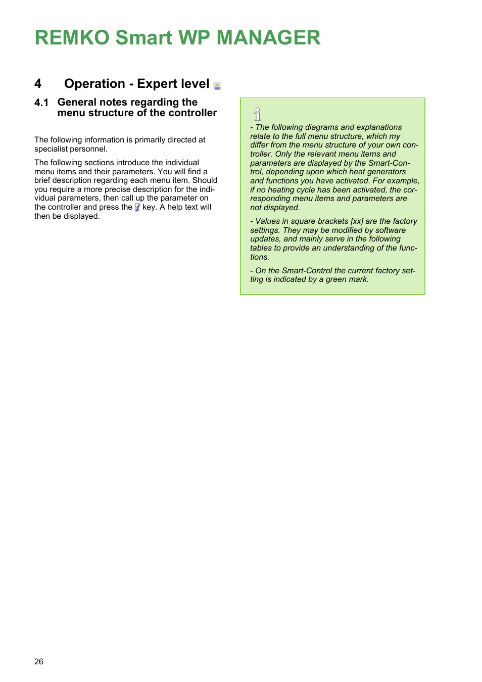 4 operation - expert level, Remko smart wp manager, Operation - expert level | REMKO WPM-Smart-Control-Manual for specialists-WKF-120 User Manual | Page 26 / 100