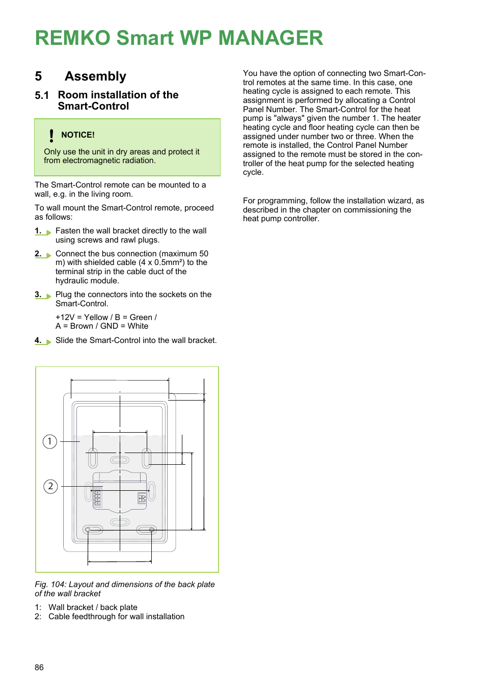 5 assembly, 1 room installation of the smart-control, Remko smart wp manager | Assembly, Room installation of the smart-control | REMKO WPM-Smart-Control-Manual for specialists-WKF-120 User Manual | Page 86 / 100