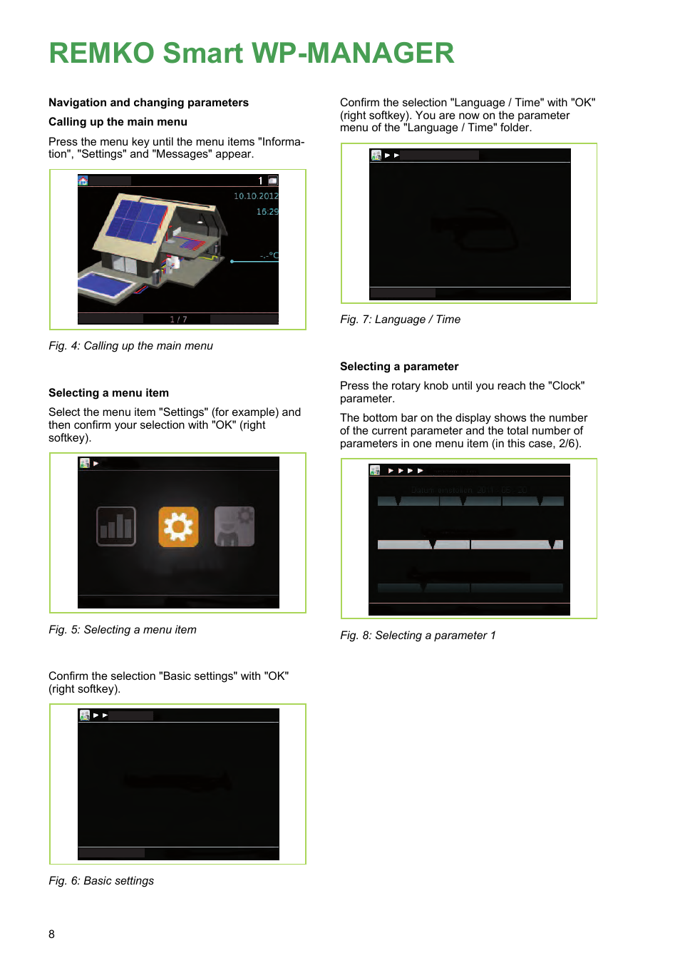 Remko smart wp-manager, Basic settings, Language / time | REMKO WPM-Smart-Control-Manual for users-WKF-180 User Manual | Page 8 / 36