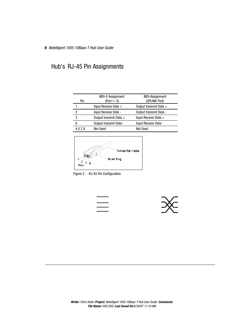 Hub's rj-45 pin assignments | Compaq Netelligent 1005 User Manual | Page 9 / 14