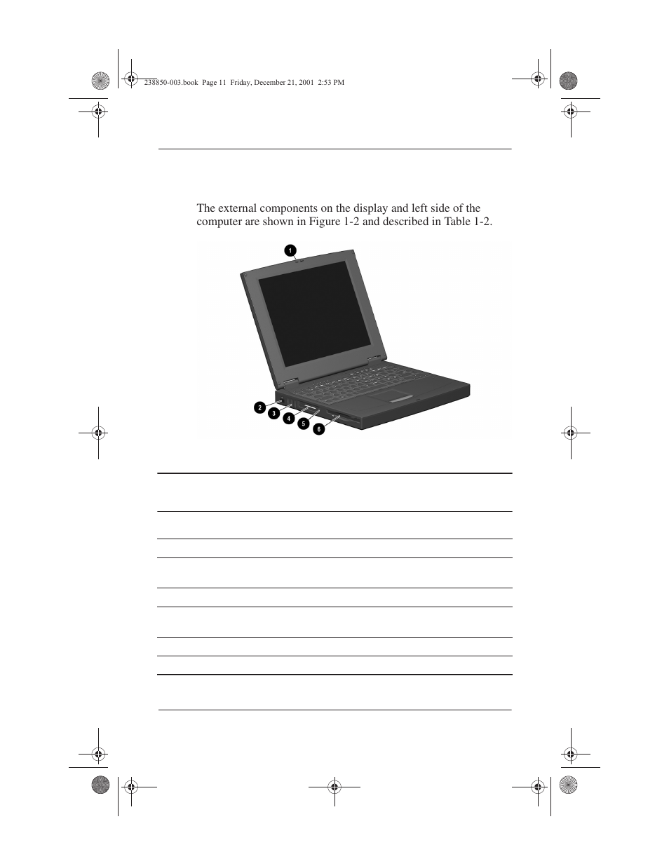 4 computer external components, 4 computer external components –11 | Compaq 110 User Manual | Page 16 / 153