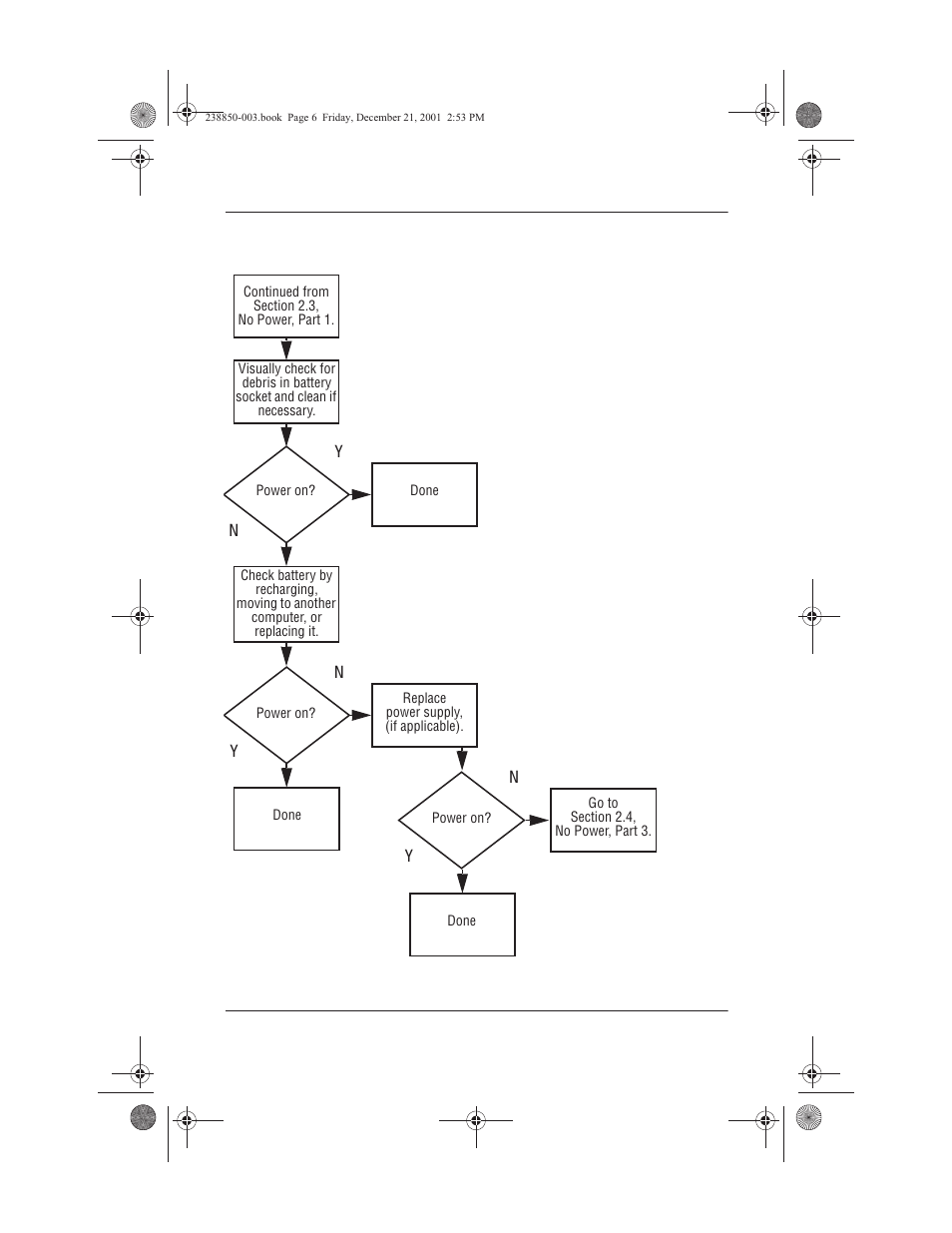 3 no power, part 2, 3 no power, part 2 –6 | Compaq 110 User Manual | Page 31 / 153