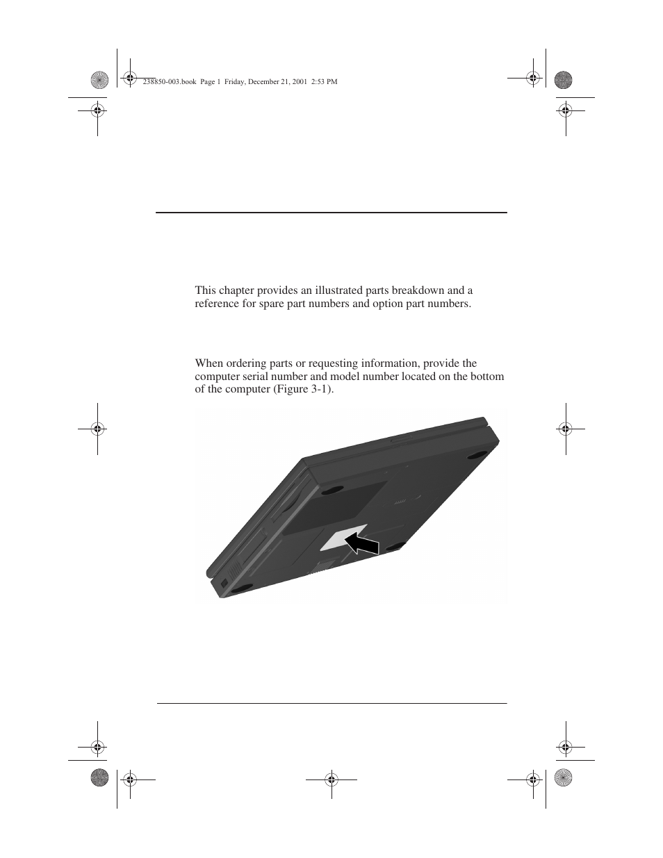 Illustrated parts catalog, 1 serial number location, 1 serial number location –1 | Compaq 110 User Manual | Page 49 / 153