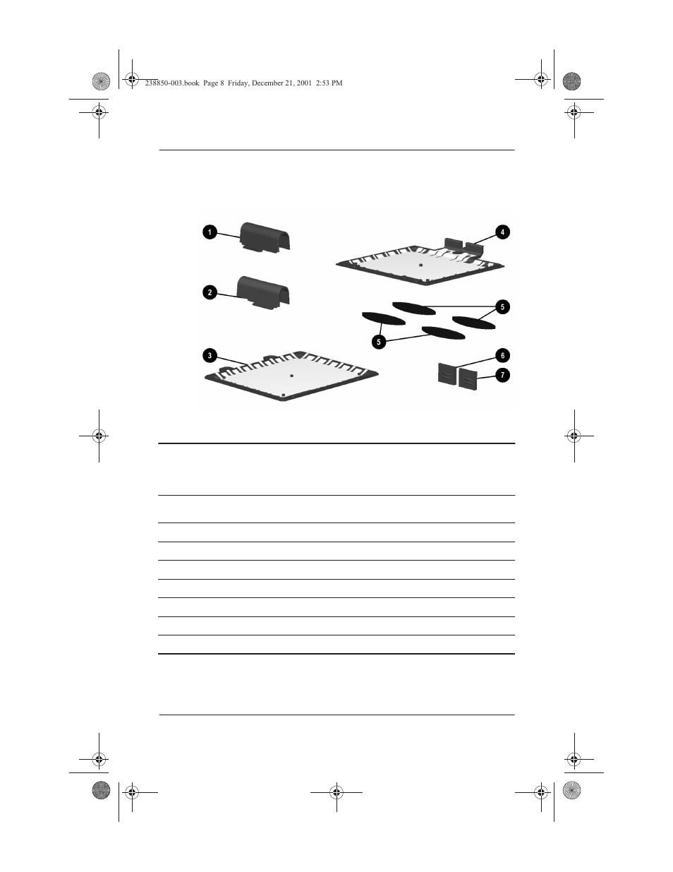 3 plastics kit components, 3 plastics kit components –8 | Compaq 110 User Manual | Page 56 / 153