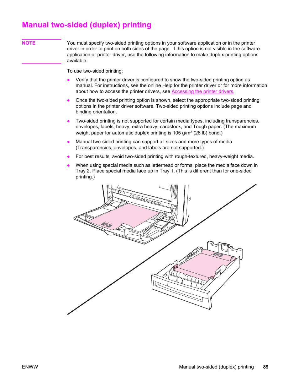 Manual two-sided (duplex) printing | HP LaserJet 4610n User Manual | Page 101 / 246