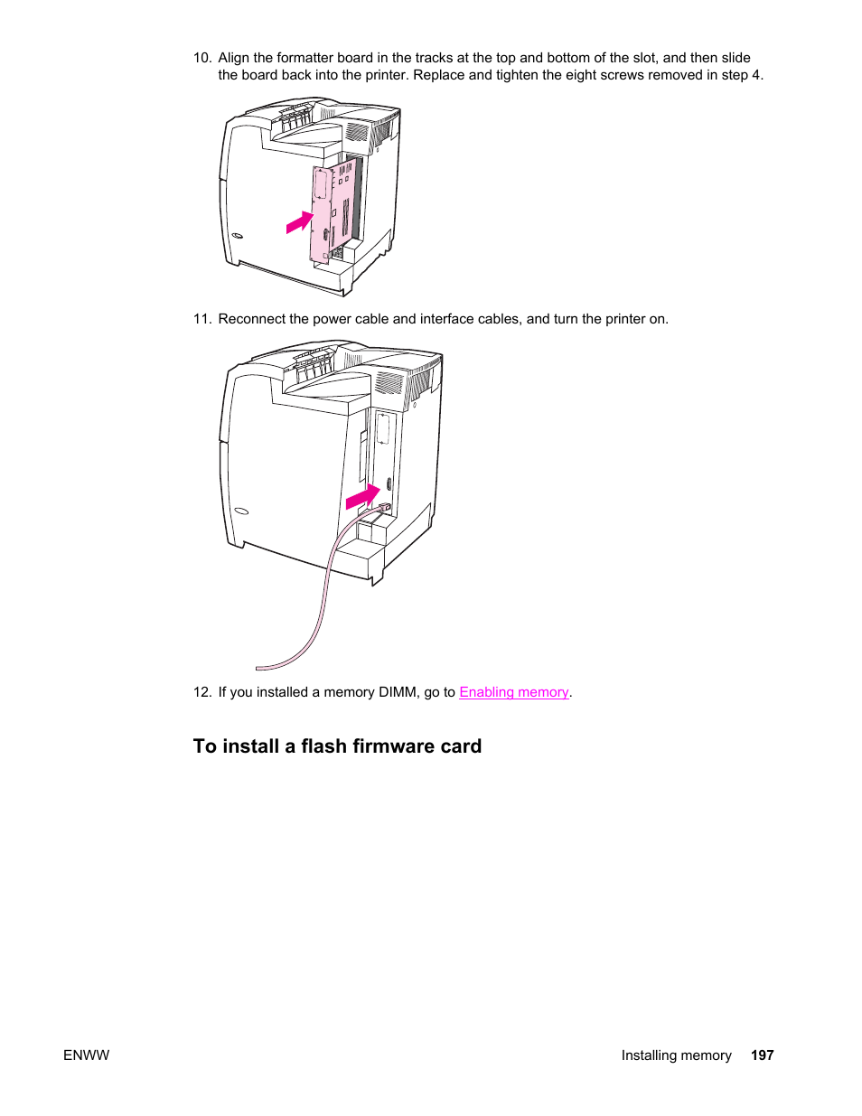 To install a flash firmware card | HP LaserJet 4610n User Manual | Page 209 / 246