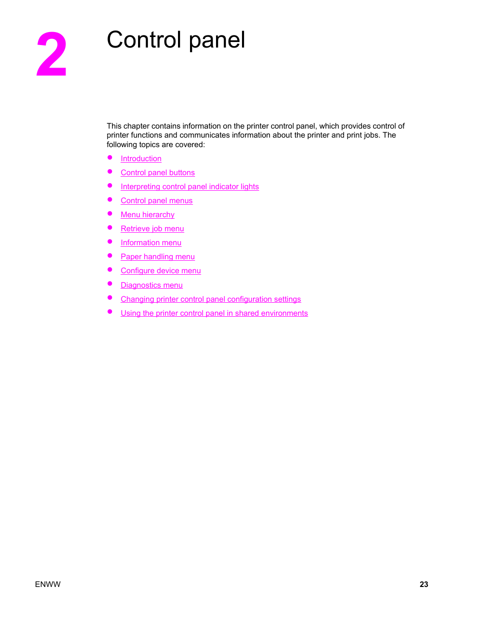 Control panel, 2 control panel | HP LaserJet 4610n User Manual | Page 35 / 246