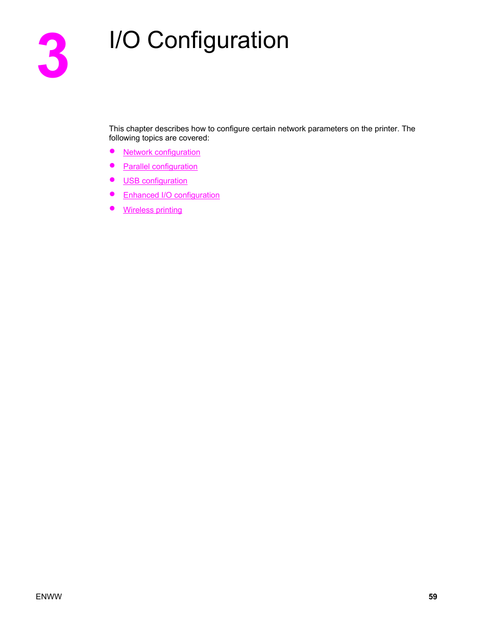 I/o configuration, 3 i/o configuration | HP LaserJet 4610n User Manual | Page 71 / 246