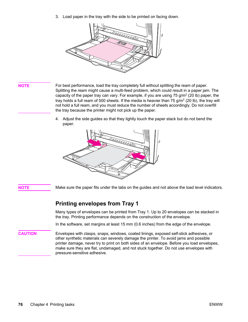 Printing envelopes from tray 1 | HP LaserJet 4610n User Manual | Page 88 / 246