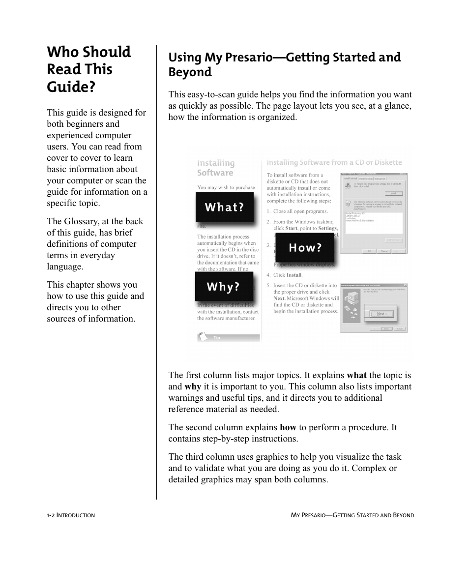 Who should read this guide, Using my presario—getting started and beyond | Compaq Presario Internet PC User Manual | Page 10 / 140