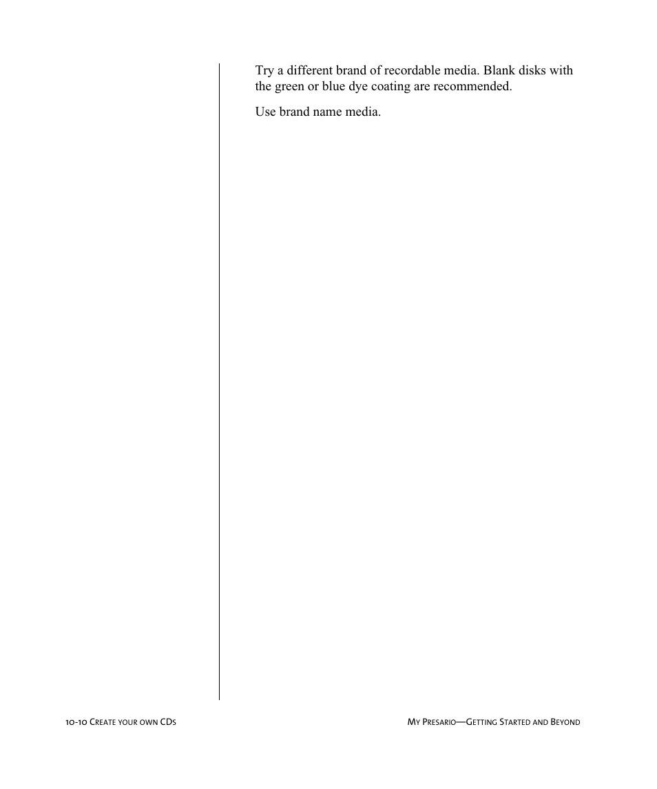 Use brand name media | Compaq Presario Internet PC User Manual | Page 108 / 140