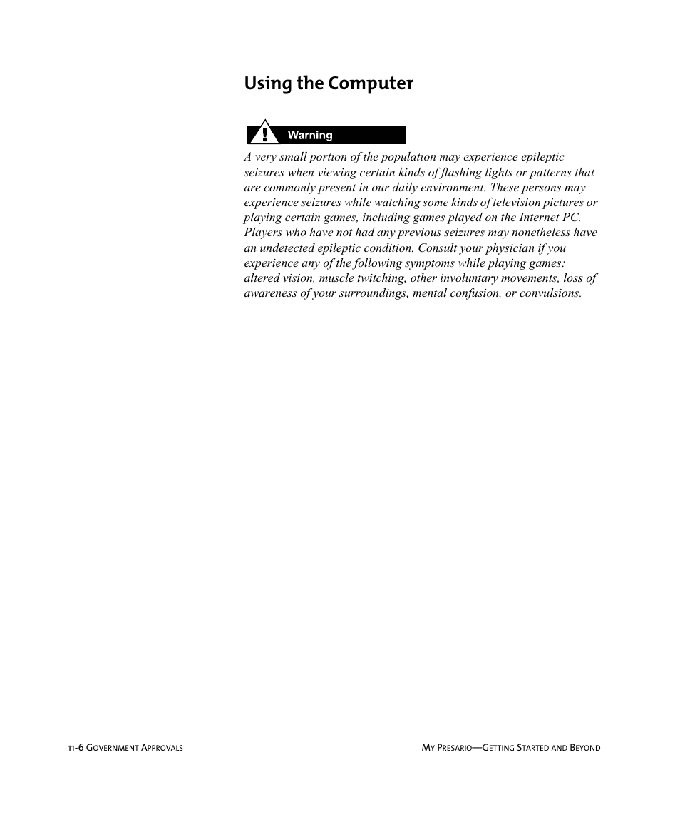 Using the computer | Compaq Presario Internet PC User Manual | Page 114 / 140