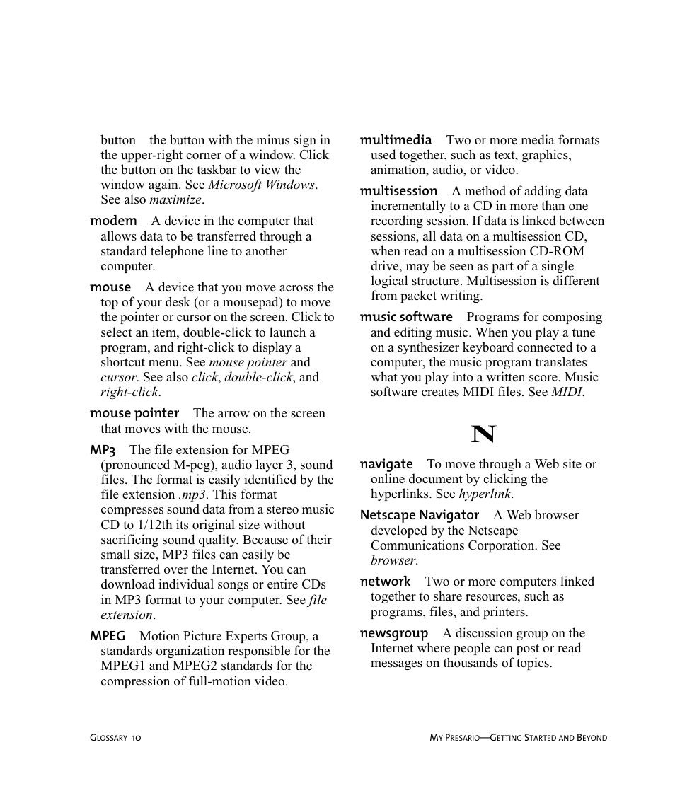 Compaq Presario Internet PC User Manual | Page 124 / 140