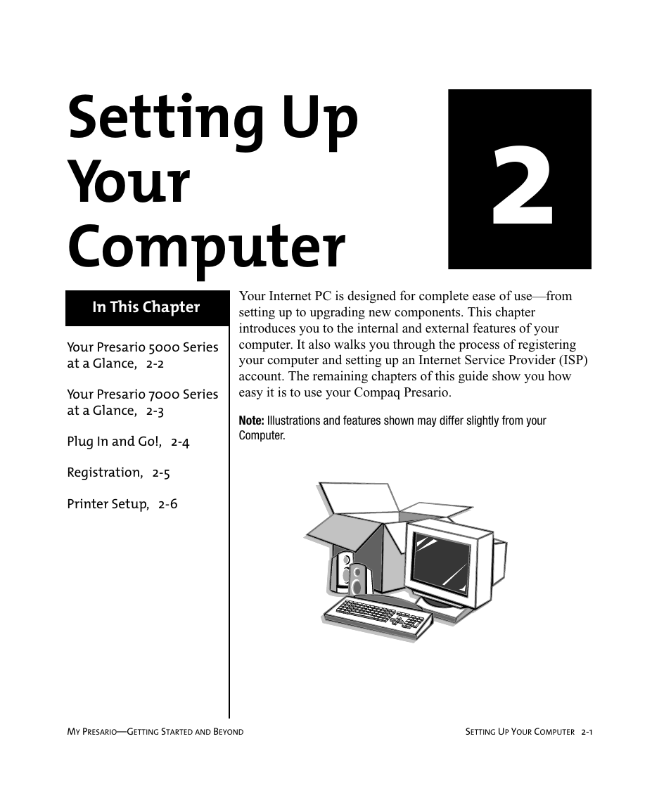 Setting up your computer | Compaq Presario Internet PC User Manual | Page 15 / 140