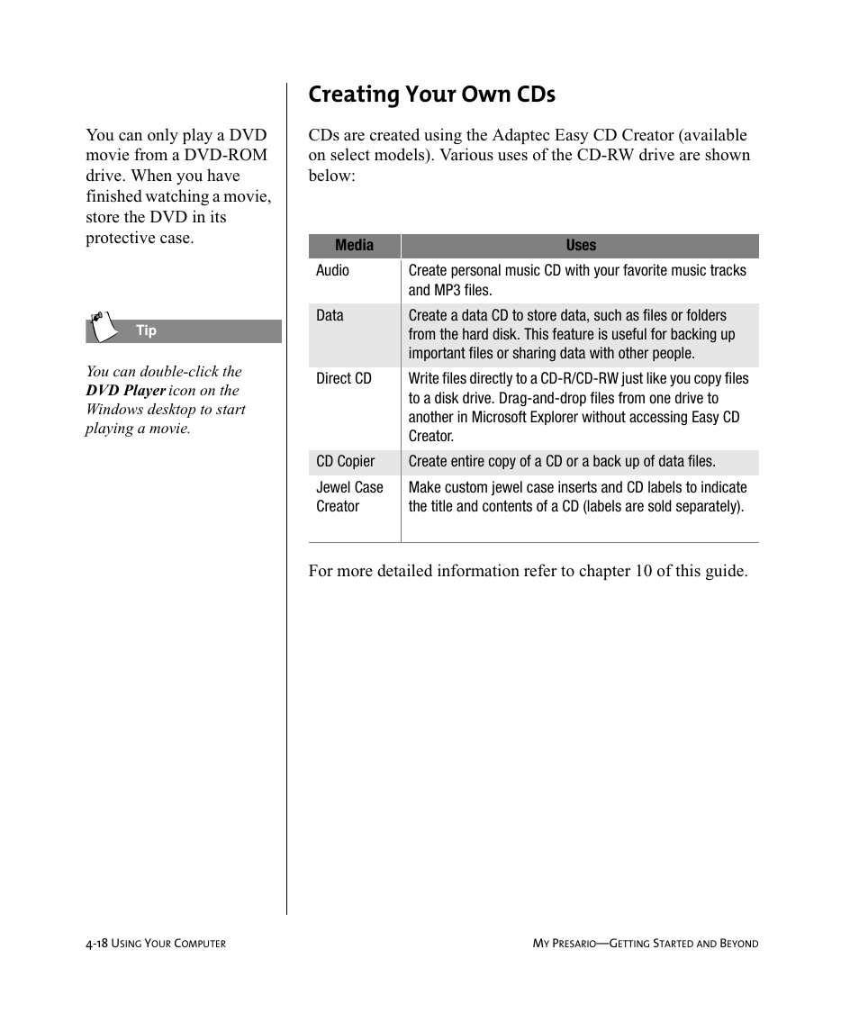 Uhdwlqj#<rxu#2zq#&'v | Compaq Presario Internet PC User Manual | Page 42 / 140
