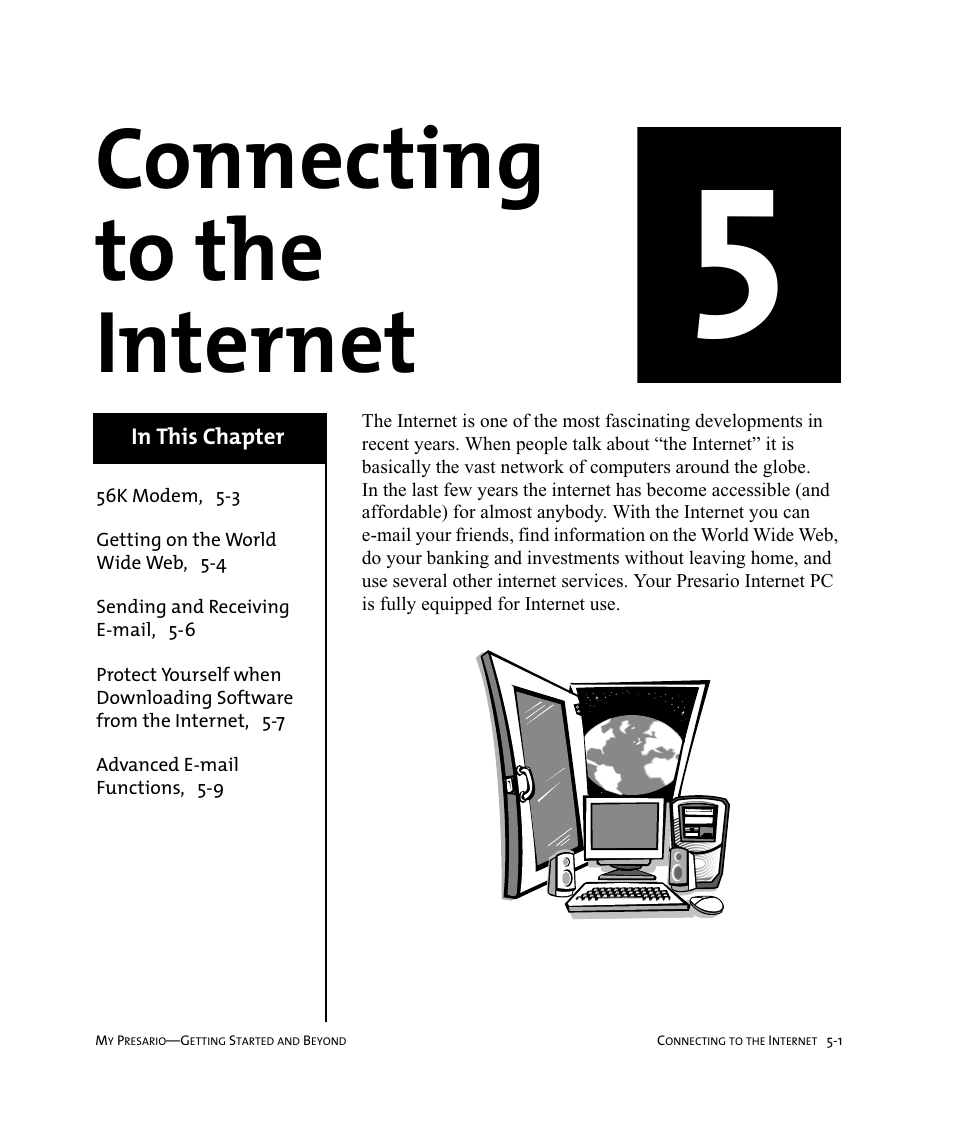 Connecting to the internet | Compaq Presario Internet PC User Manual | Page 45 / 140