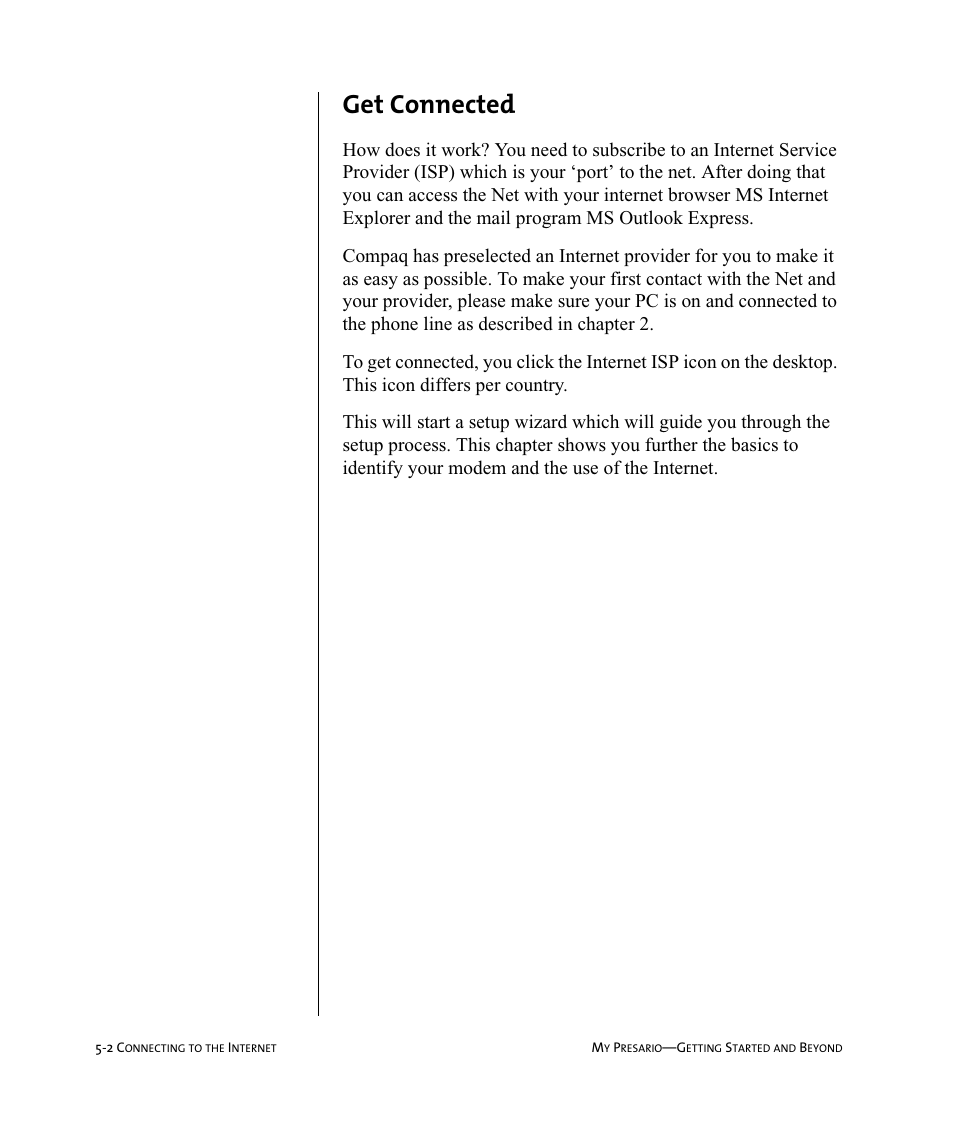 Get connected | Compaq Presario Internet PC User Manual | Page 46 / 140