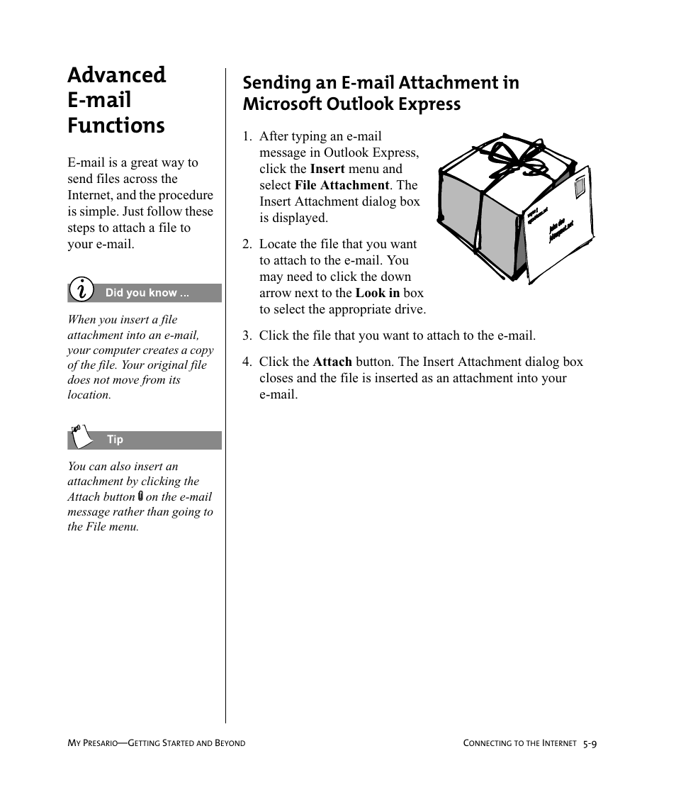 Advanced e-mail functions | Compaq Presario Internet PC User Manual | Page 53 / 140