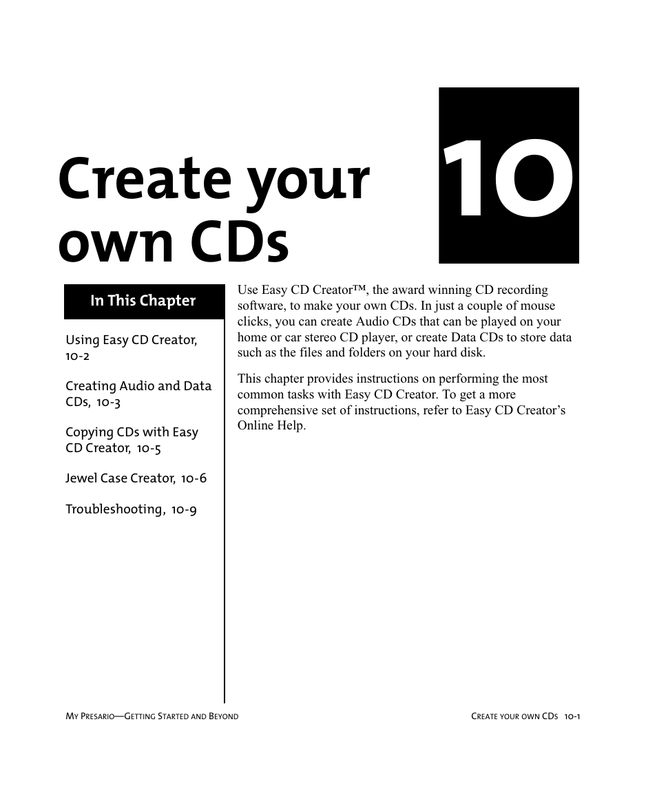 Create your own cds | Compaq Presario Internet PC User Manual | Page 99 / 140