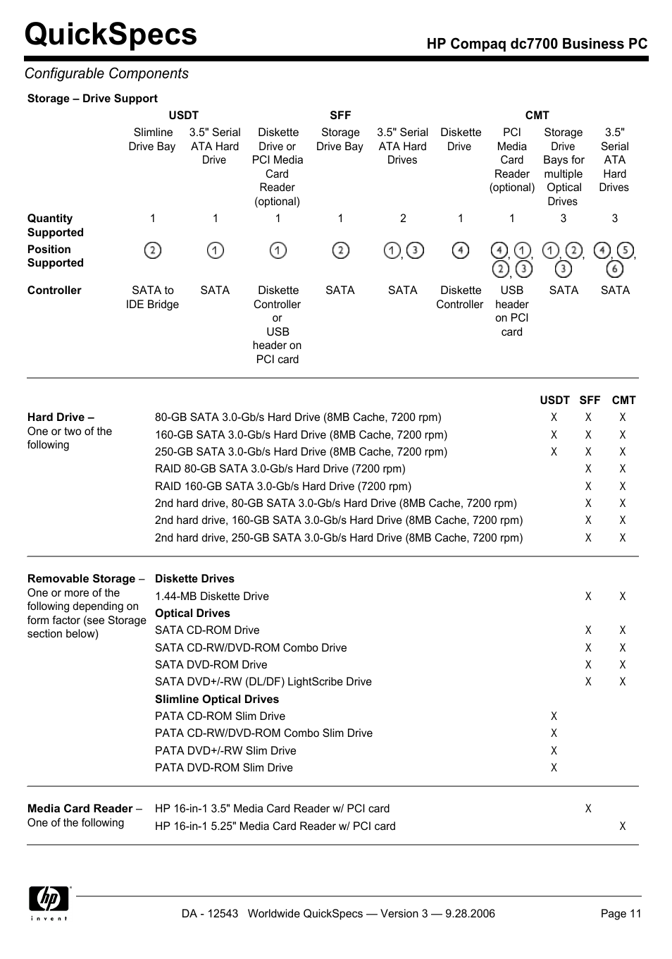 Quickspecs | Compaq dc7700 User Manual | Page 11 / 49