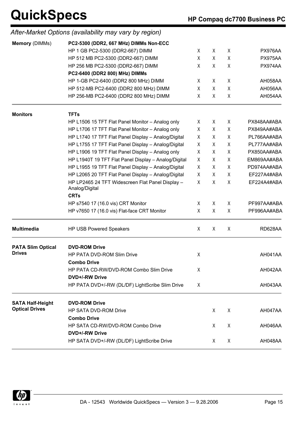 Quickspecs | Compaq dc7700 User Manual | Page 15 / 49