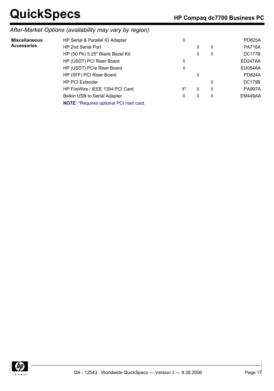 Quickspecs | Compaq dc7700 User Manual | Page 17 / 49