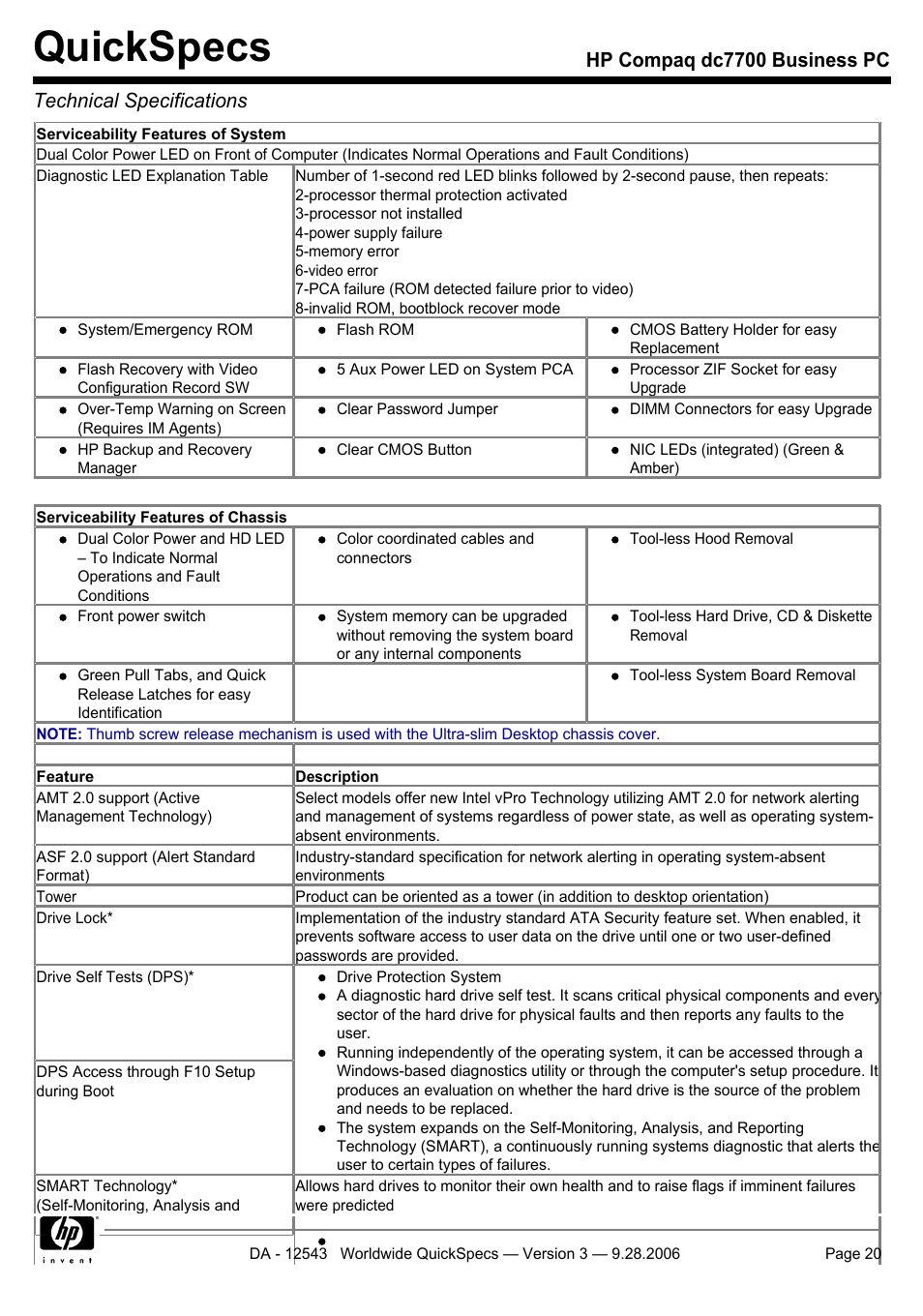 Quickspecs | Compaq dc7700 User Manual | Page 20 / 49