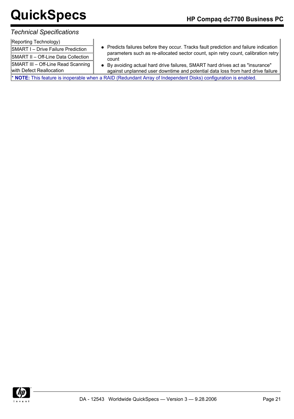 Quickspecs | Compaq dc7700 User Manual | Page 21 / 49