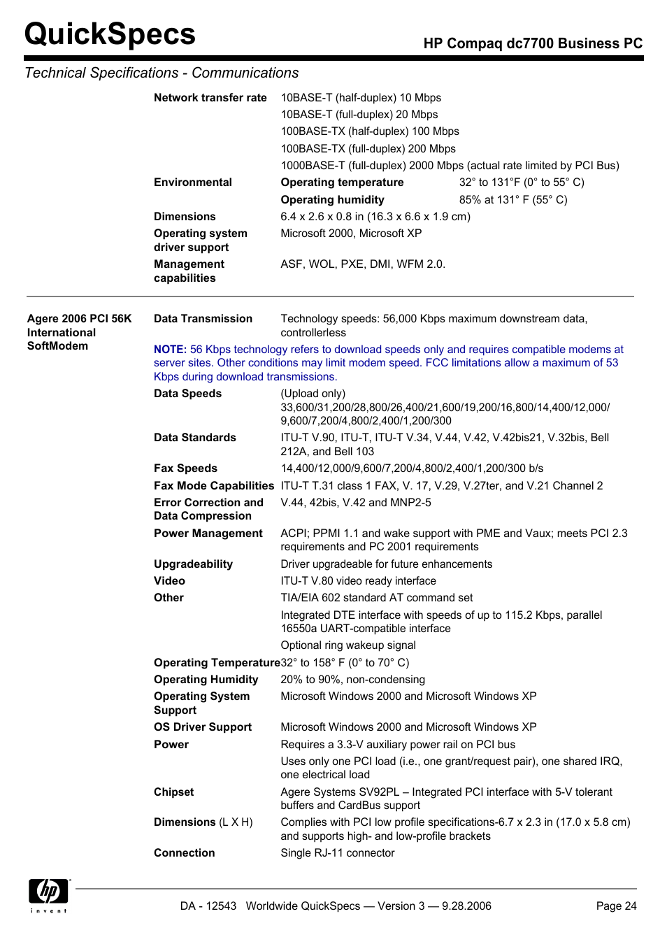 Quickspecs | Compaq dc7700 User Manual | Page 24 / 49