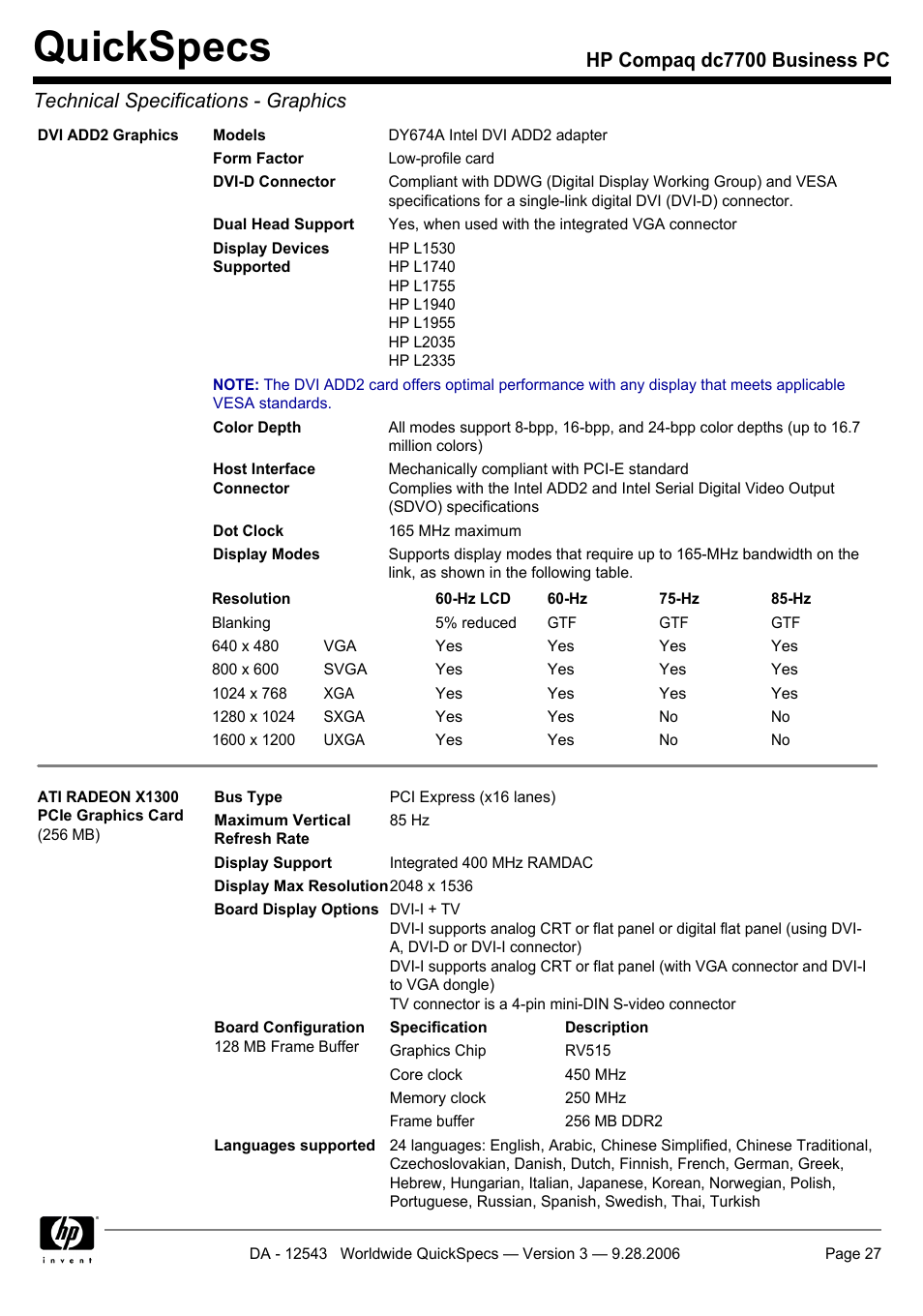 Quickspecs | Compaq dc7700 User Manual | Page 27 / 49