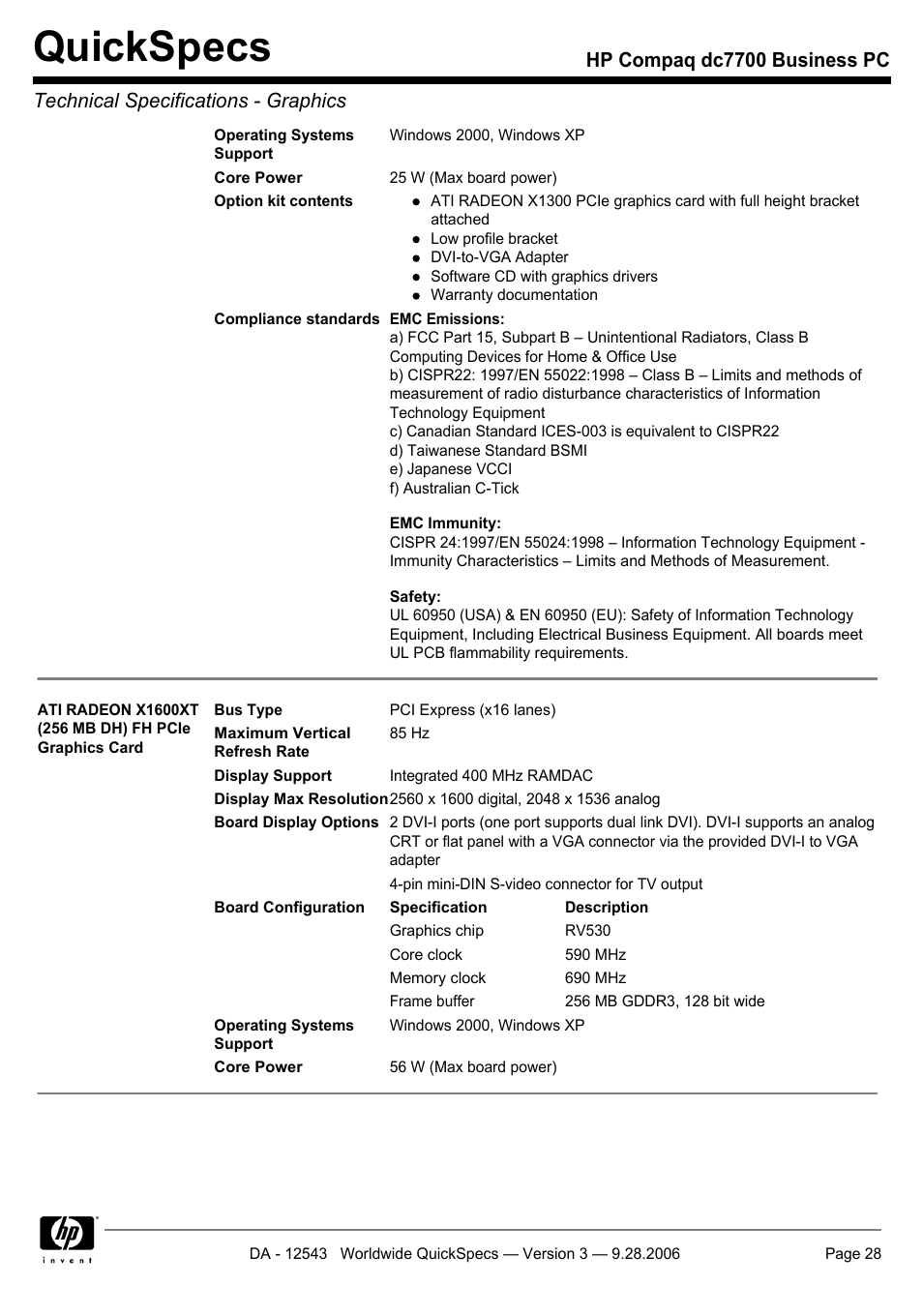 Quickspecs | Compaq dc7700 User Manual | Page 28 / 49