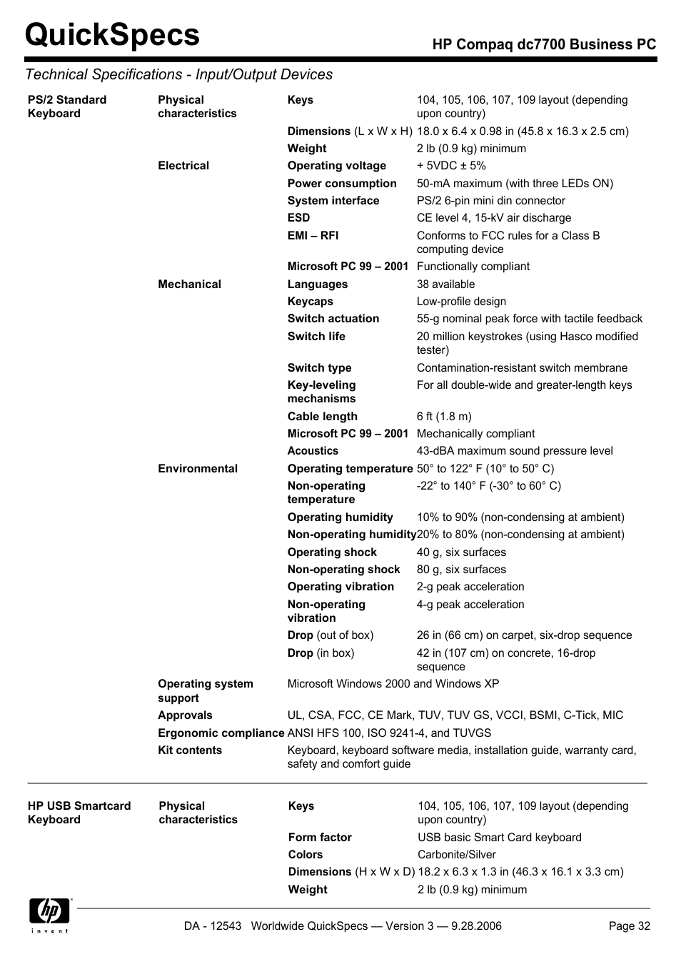 Quickspecs | Compaq dc7700 User Manual | Page 32 / 49