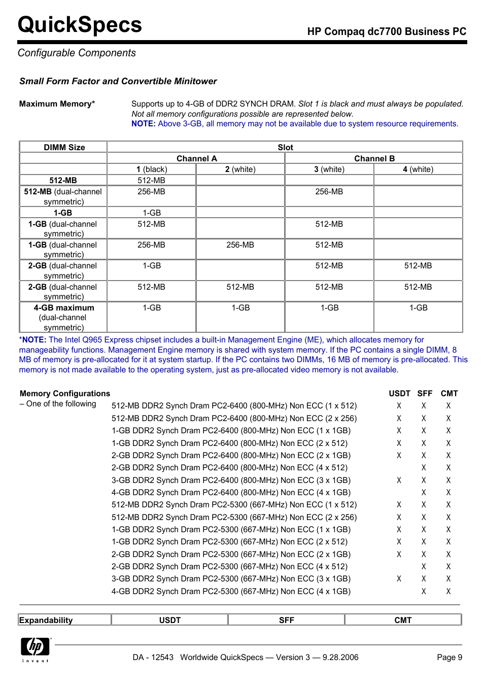 Quickspecs | Compaq dc7700 User Manual | Page 9 / 49