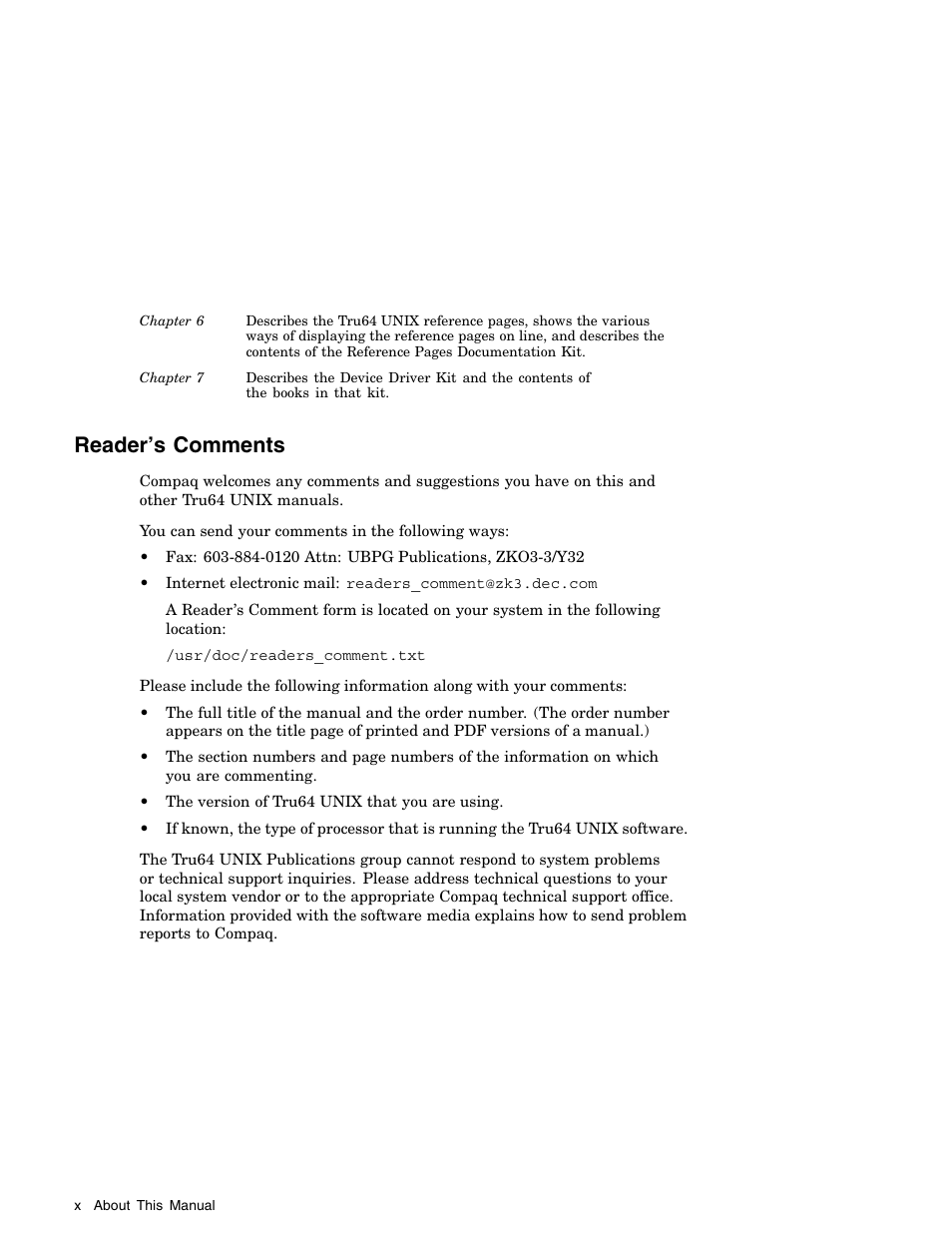 Reader’s comments | Compaq AA-RH8RD-TE User Manual | Page 10 / 84