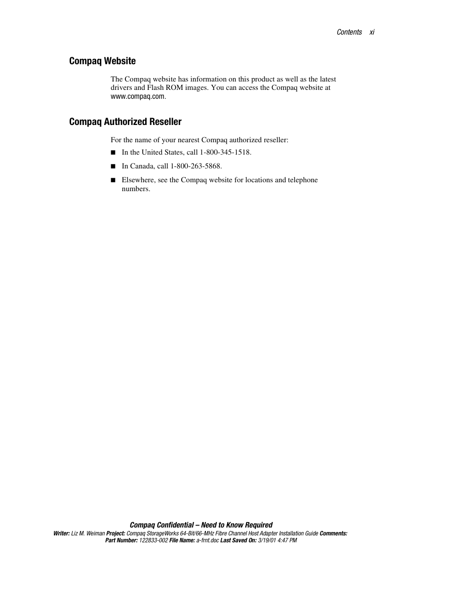 Compaq website, Compaq authorized reseller | Compaq 64-Bit User Manual | Page 10 / 55