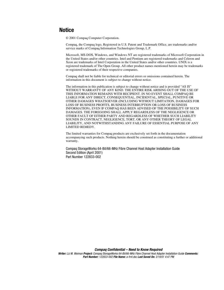 Notice | Compaq 64-Bit User Manual | Page 2 / 55