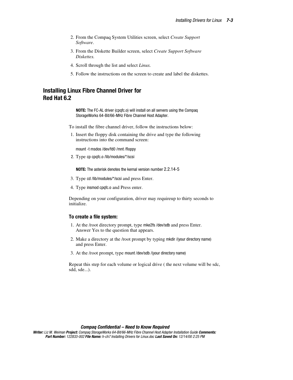 To create a file system | Compaq 64-Bit User Manual | Page 39 / 55