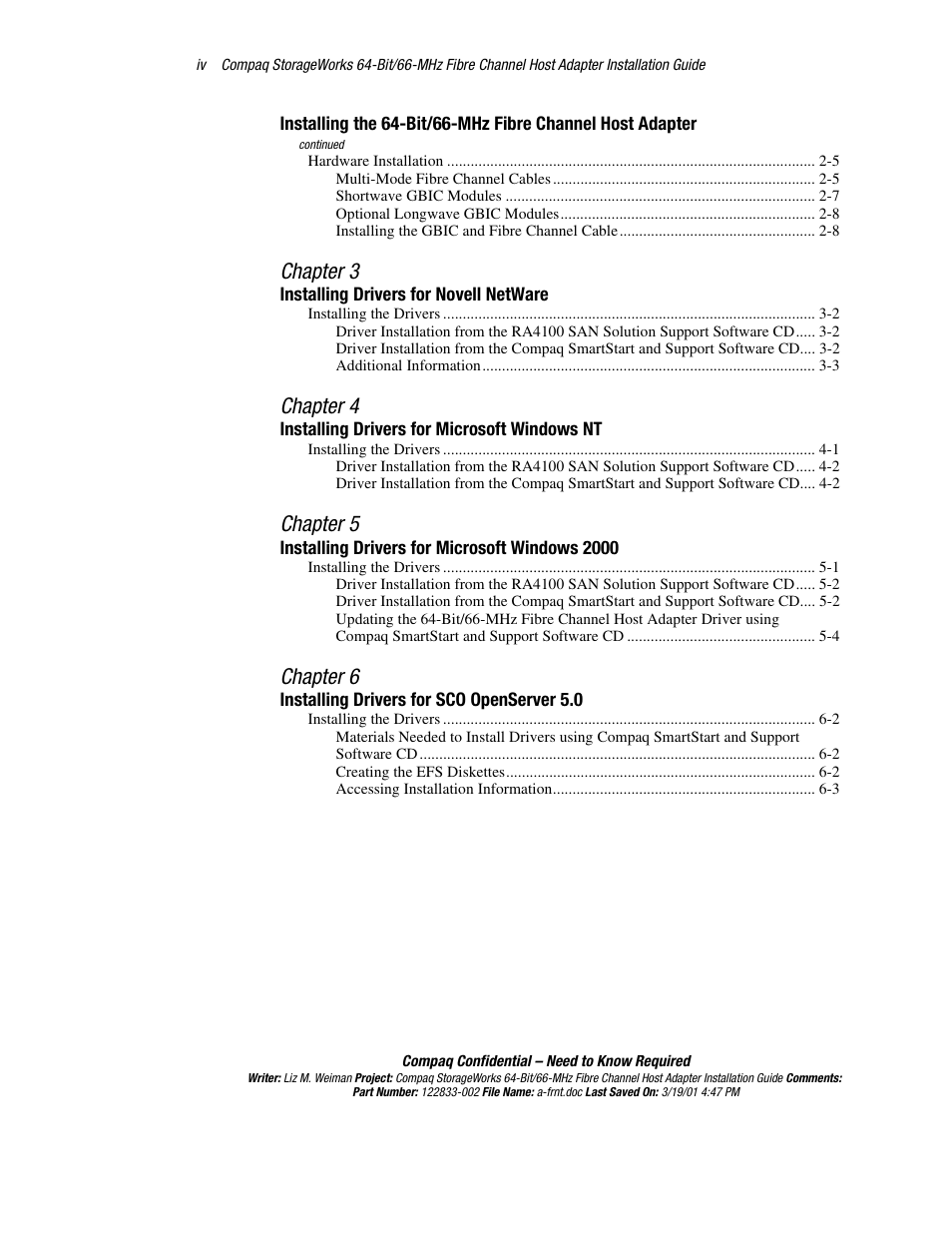 Chapter 3, Chapter 4, Chapter 5 | Chapter 6 | Compaq 64-Bit User Manual | Page 4 / 55