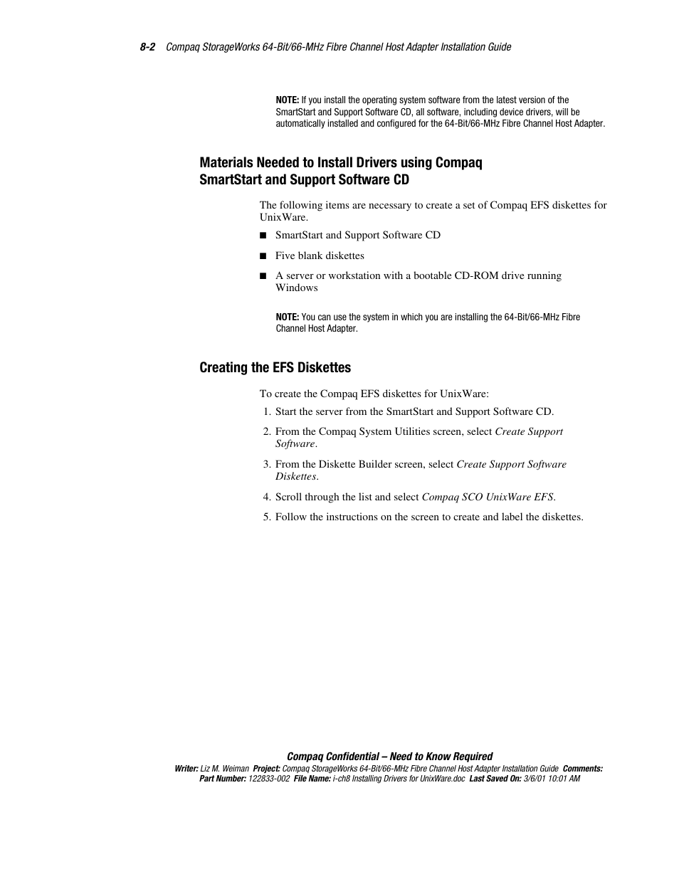 Creating the efs diskettes | Compaq 64-Bit User Manual | Page 42 / 55