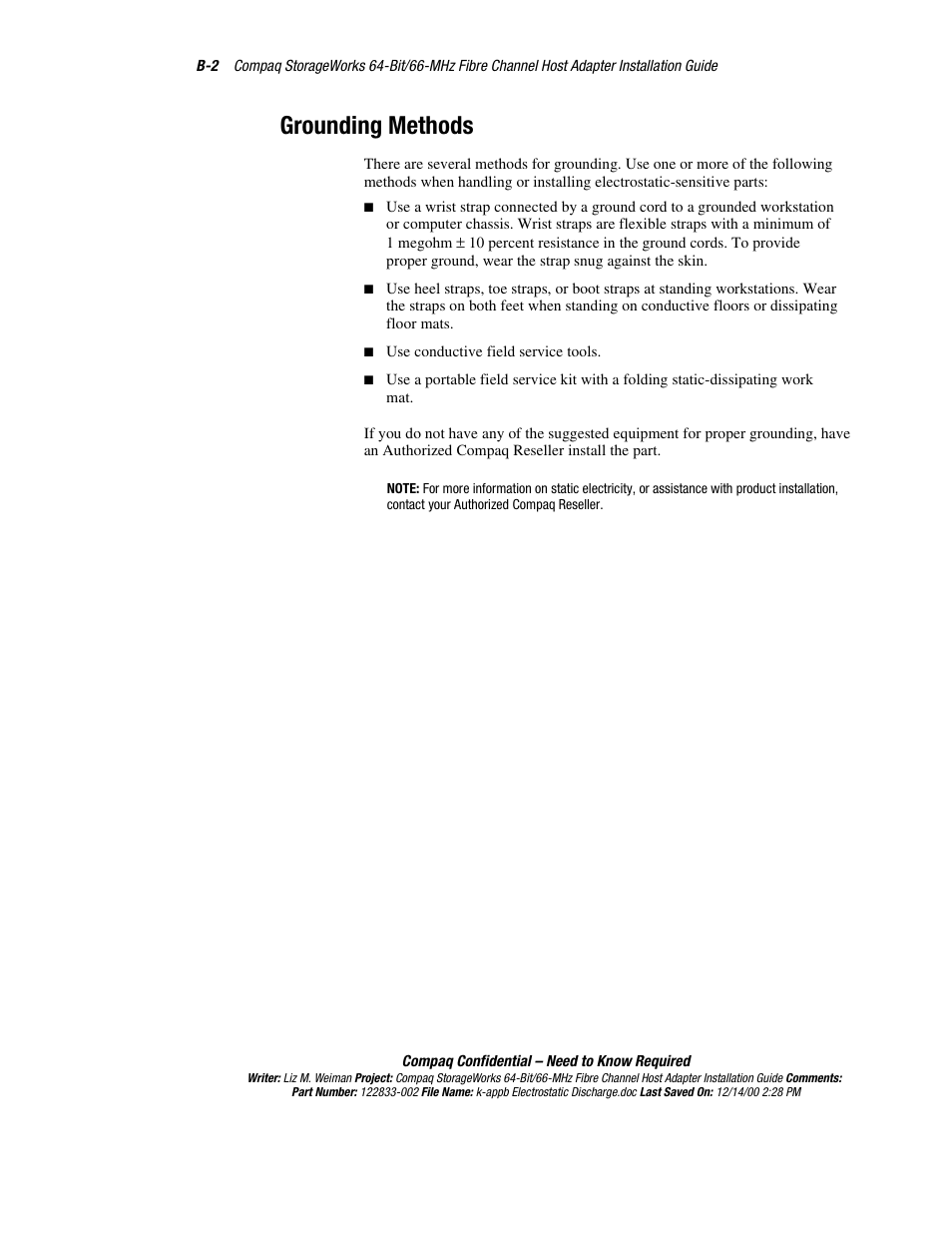 Grounding methods | Compaq 64-Bit User Manual | Page 51 / 55