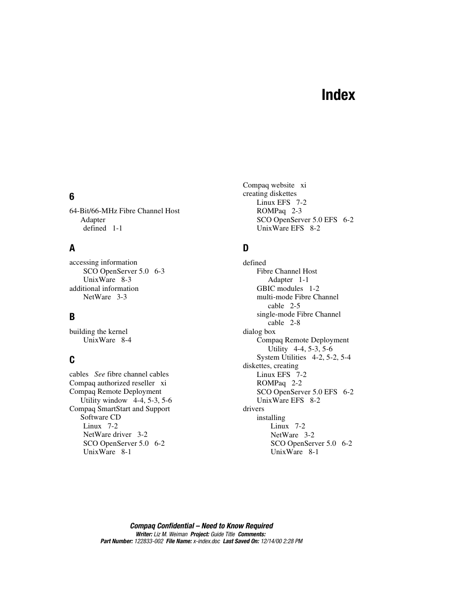Index | Compaq 64-Bit User Manual | Page 52 / 55
