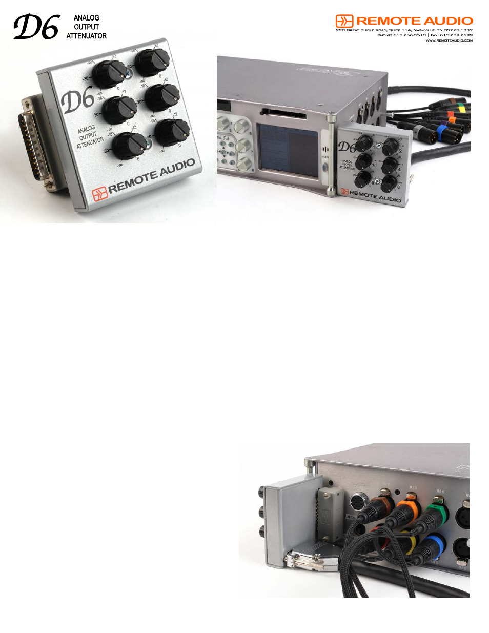 Remote Audio D6 User Manual | 1 page