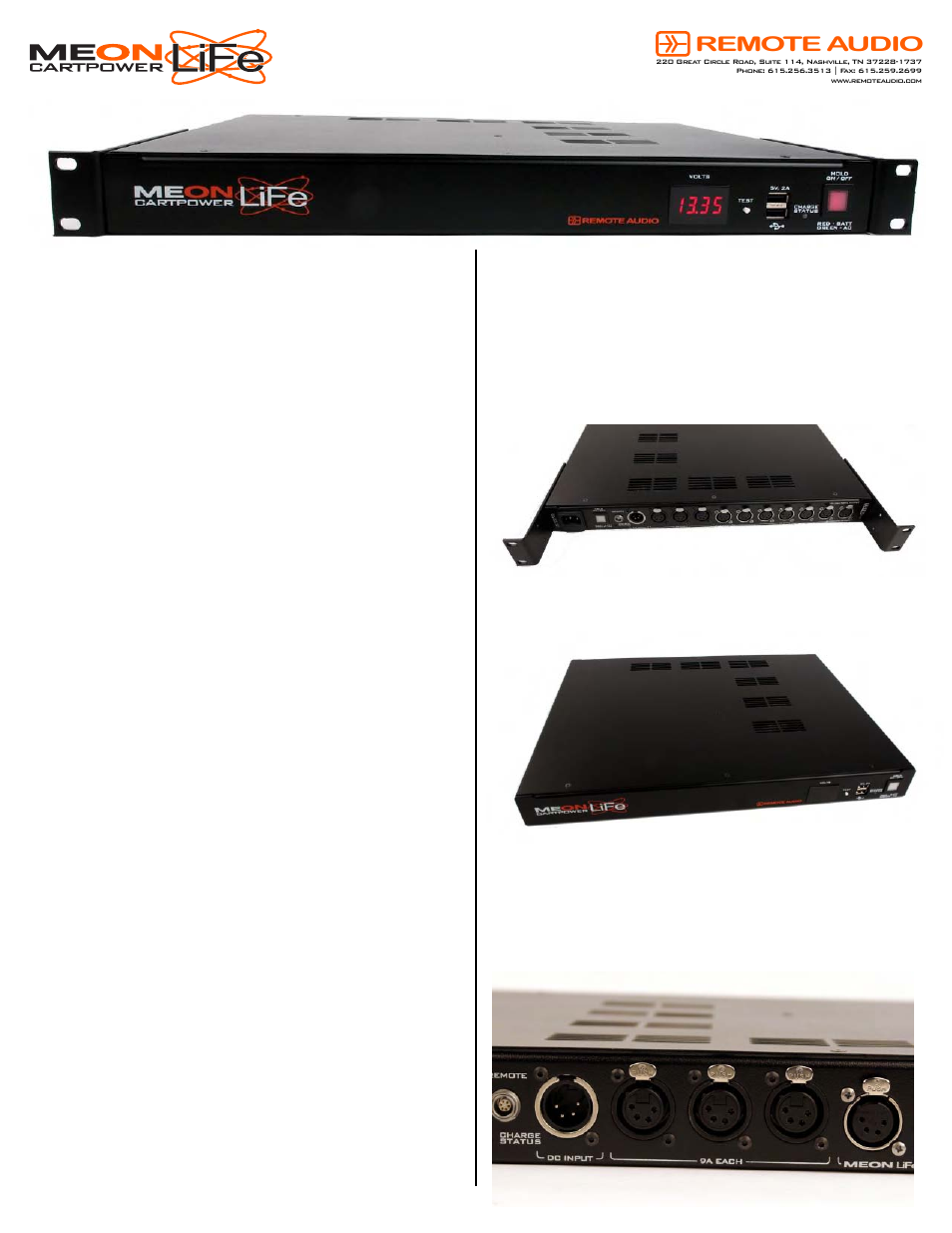 Remote Audio Meon LiFe User Manual | 4 pages