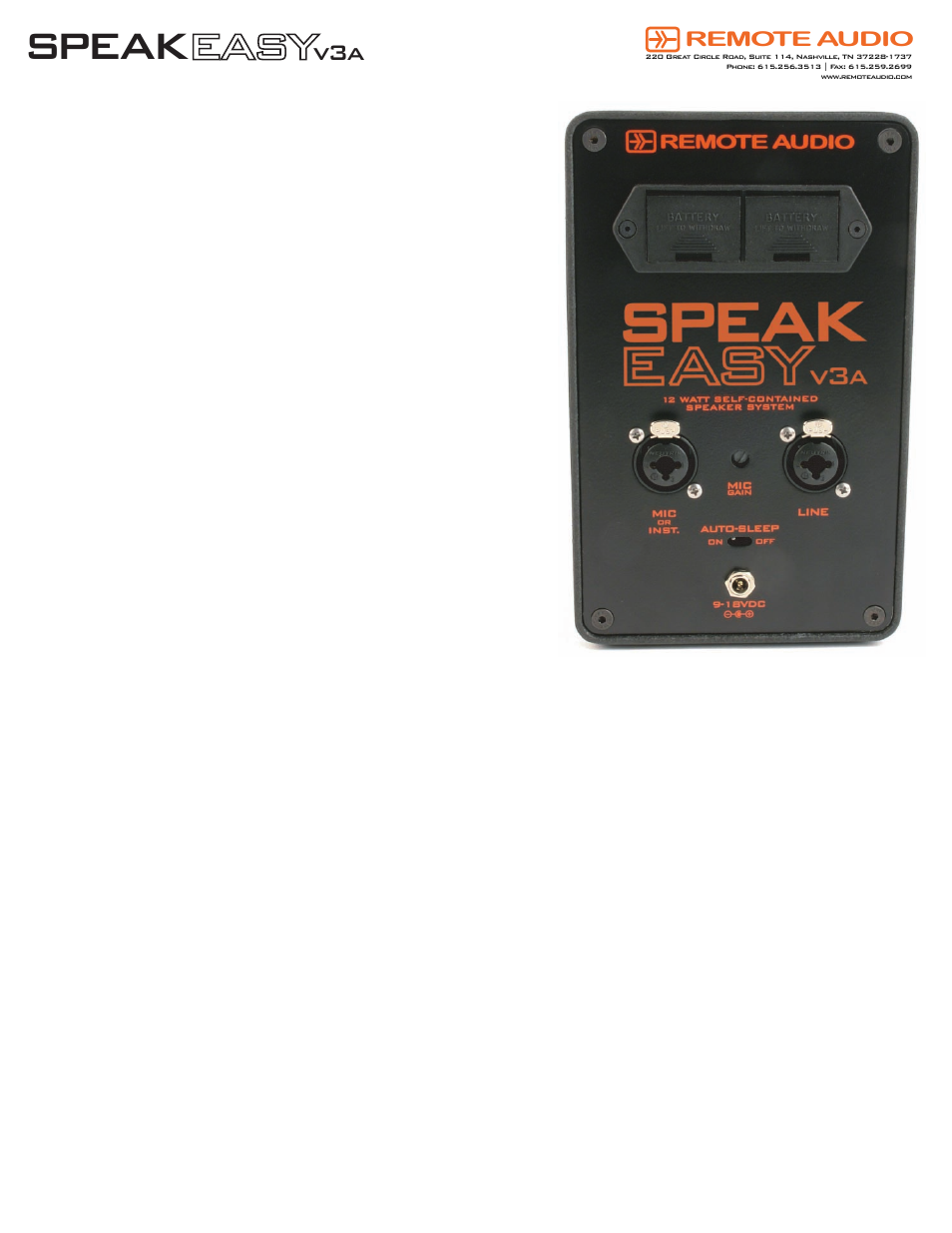 Remote Audio Speakeasy v3a User Manual | 1 page