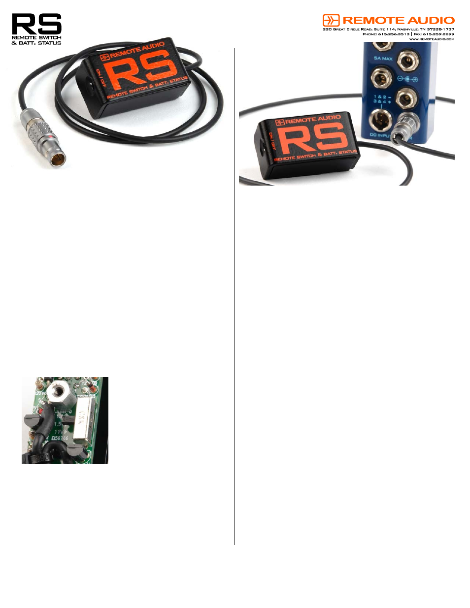 Remote Audio RS User Manual | 1 page