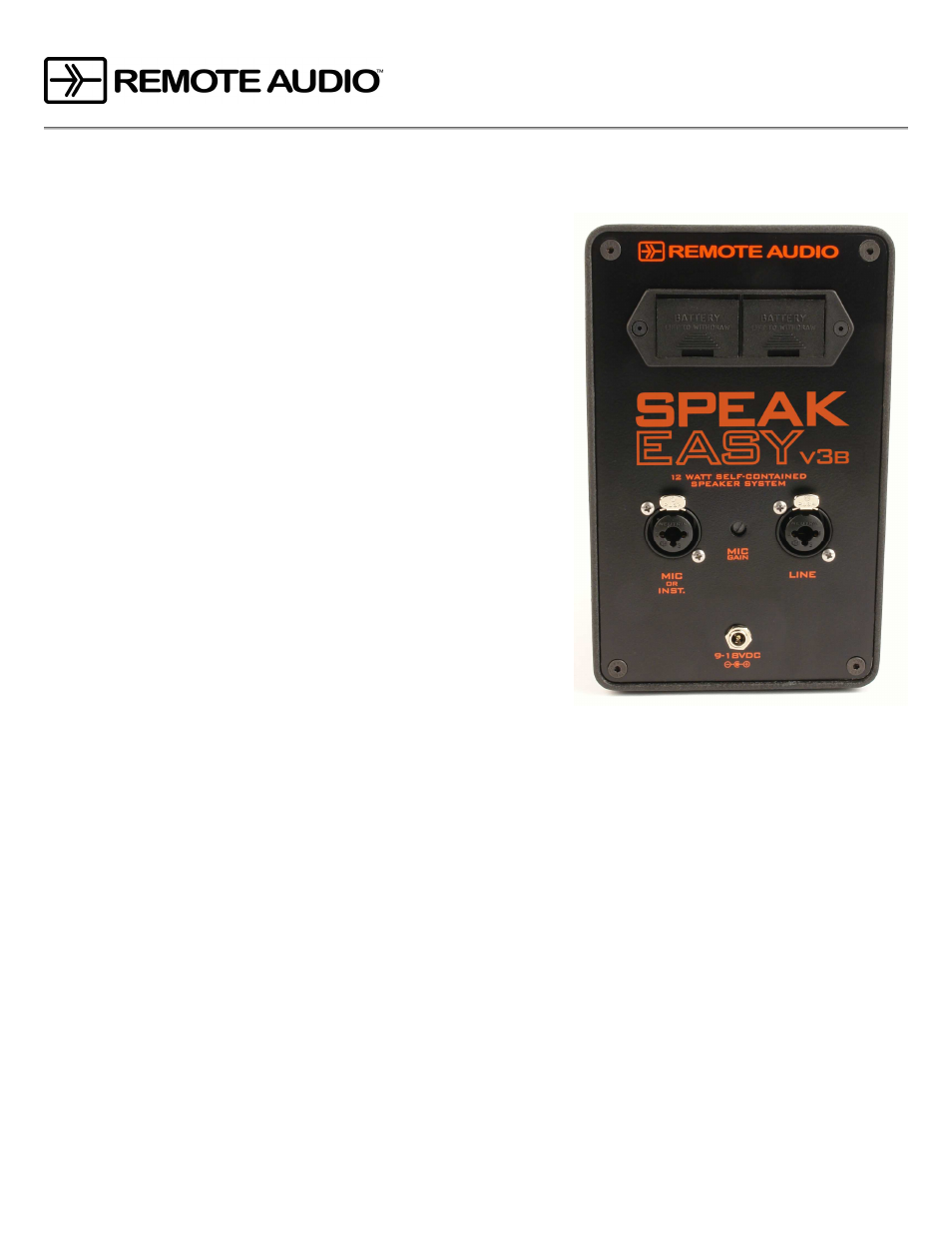 Remote Audio Speakeasy v3b User Manual | 1 page