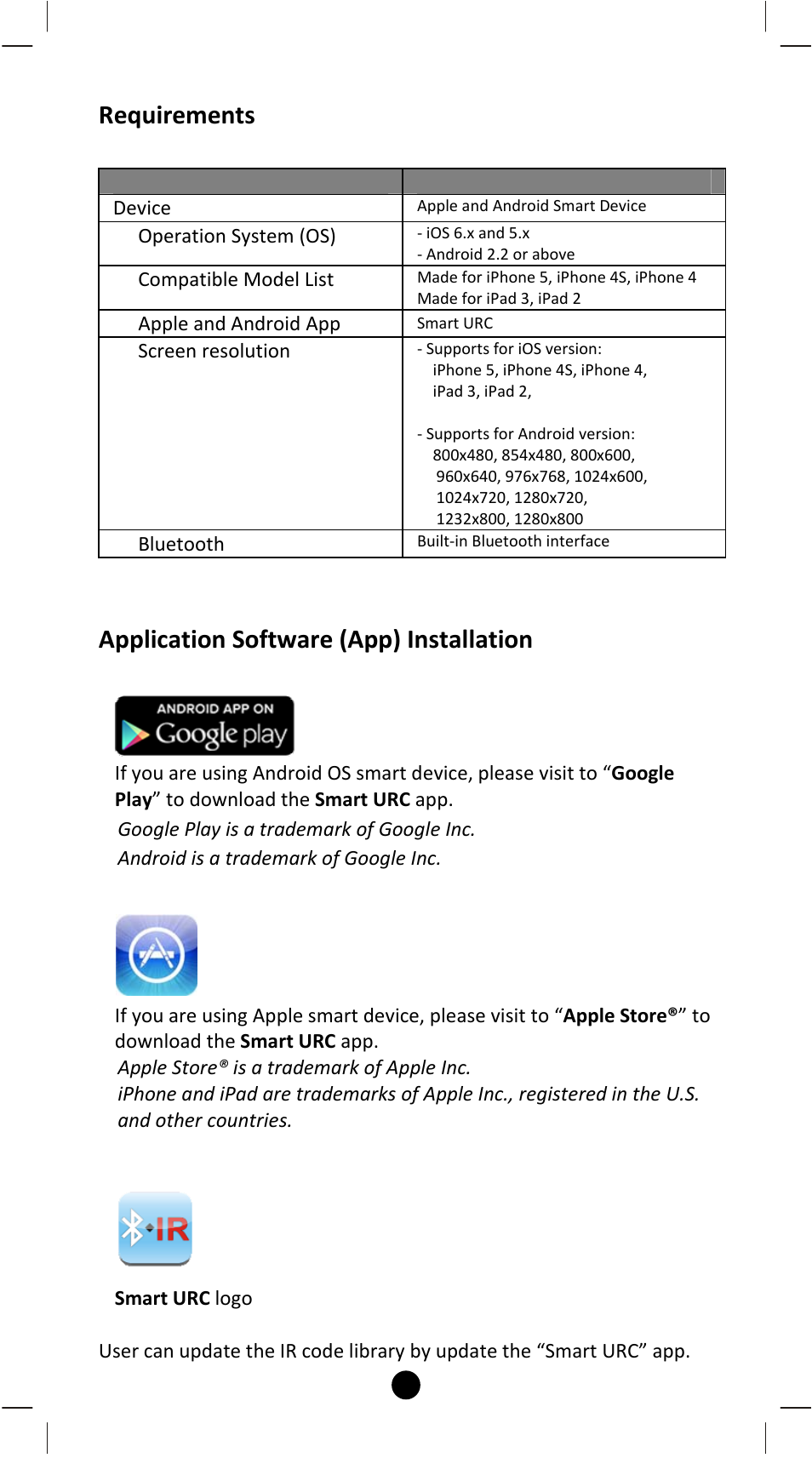 Requirements, Application software (app) installation | Remotec BXT-120 V2.0 User Manual | Page 4 / 50