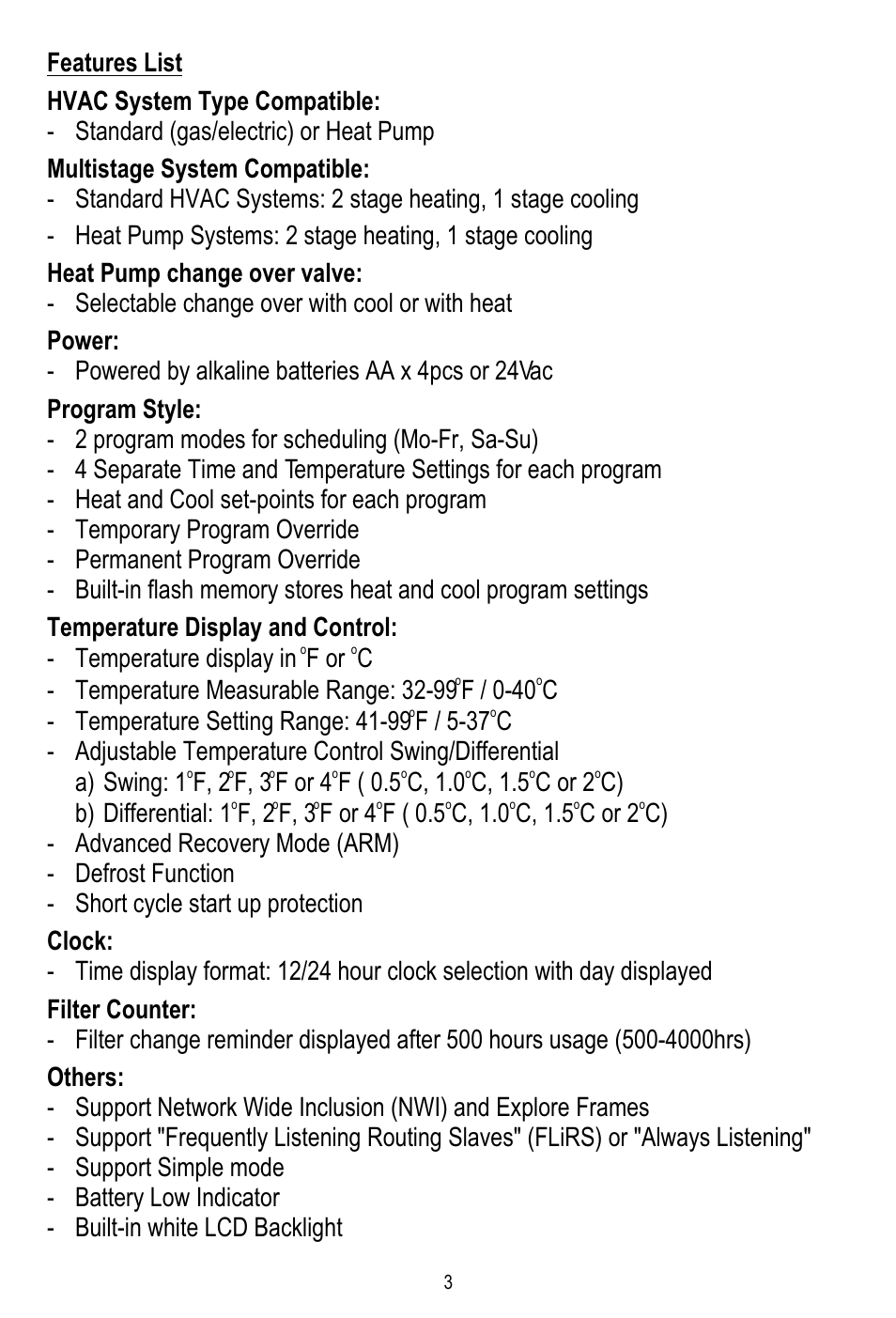 Temperature display in f or c | Remotec ZTS-100 V2.04 User Manual | Page 4 / 32