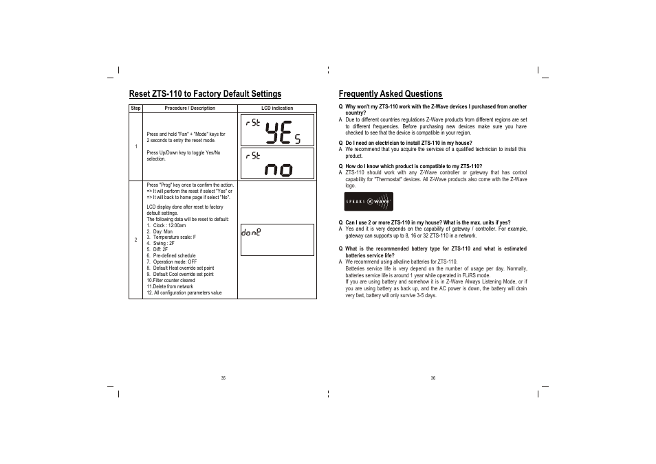 Reset zts-110 to factory default settings, Frequently asked questions | Remotec ZTS-110 V3.05 User Manual | Page 19 / 20