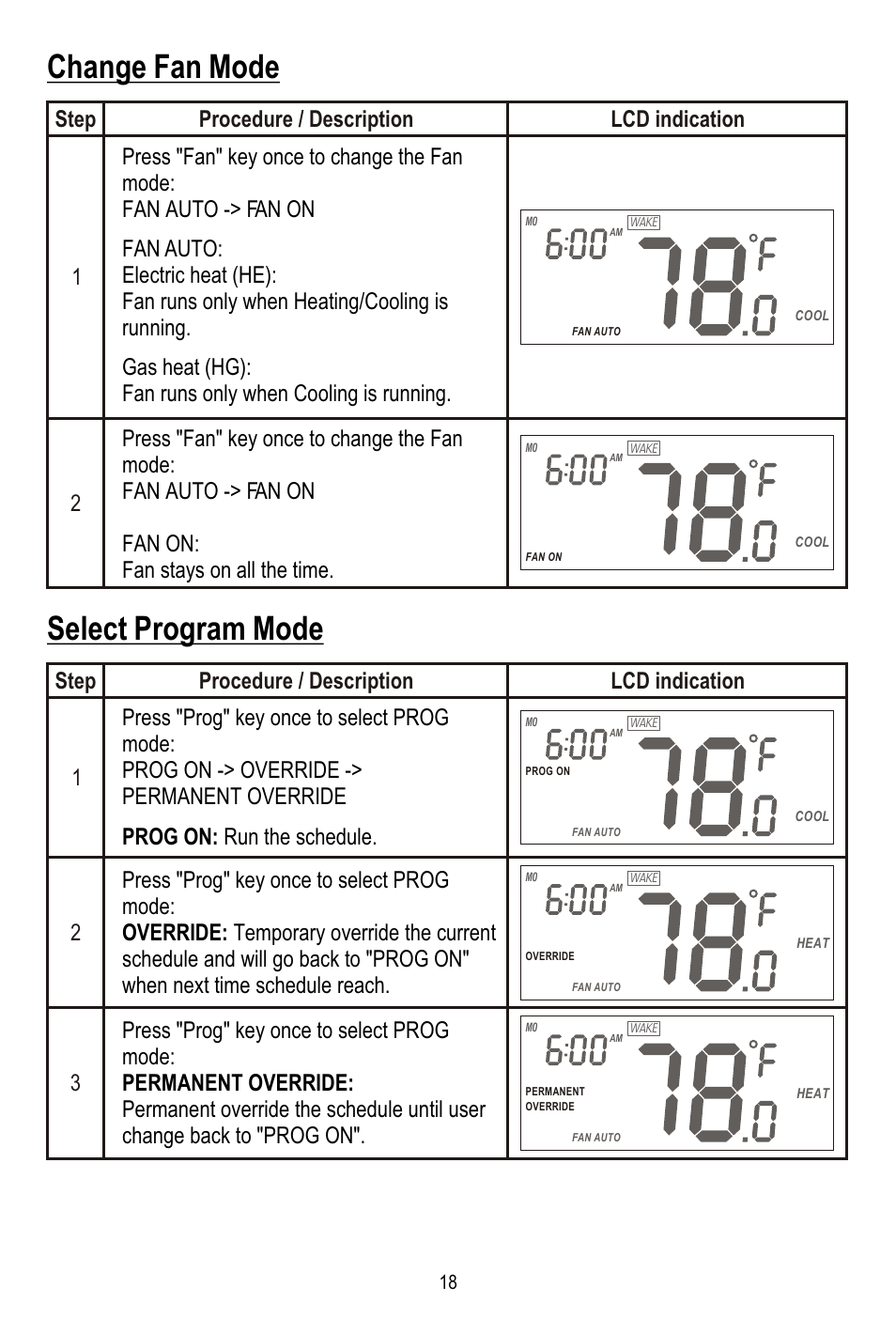 Change fan mode select program mode | Remotec ZTS-110 V3.12 User Manual | Page 19 / 40